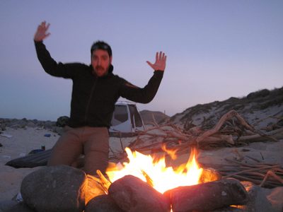 Jasper, very excited about his fire, apparently.