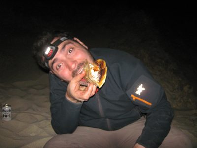 Jasper eating a fajita.