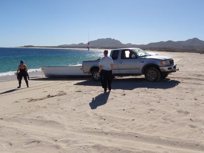 Step 3, drive in reverse until boat is sufficiently in...