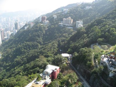 A view from The Peak of the Funicular tramway which...