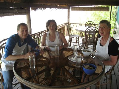 John, Louise and Irma eating som loh koko.