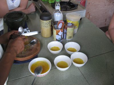 Sauce to be mixed with red curry for fish amok. ...