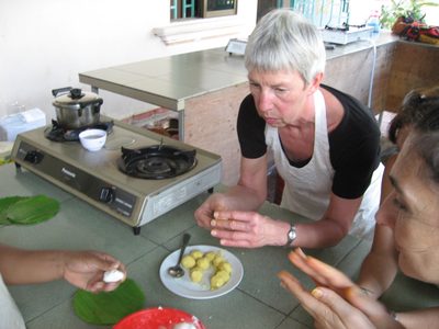 Making dough balls.