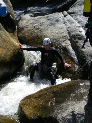 Ryan navigating a water chute.