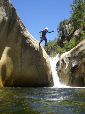 John, caught in mid-air.
