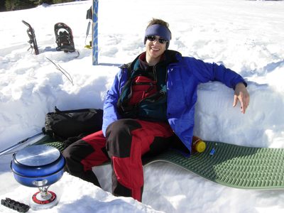 David, lounging in our snow kitchen.