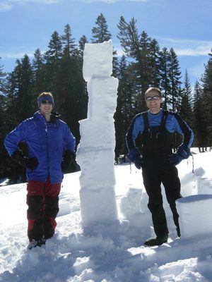 David and John with the first snow column (which later...