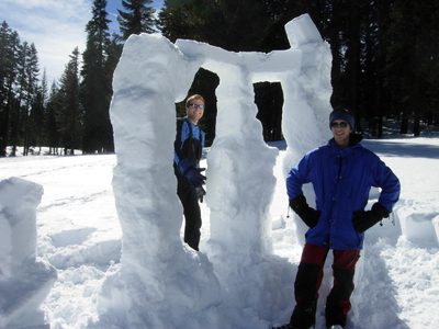 John and David with Snowhenge.