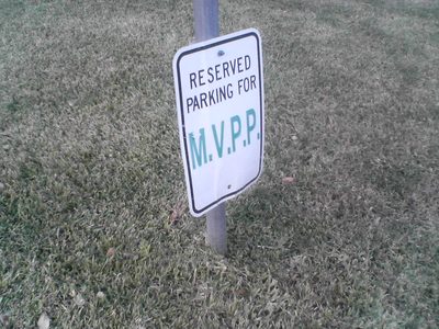Close up of Lumberg's parking placard, slightly...