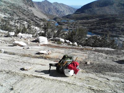 Looking east at the many alpine lakes and Owen's Valley...