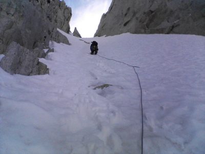 Tom, on the sharp end of the rope, 3rd pitch.