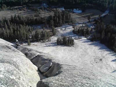 Walking off to the top of Lembert Dome.