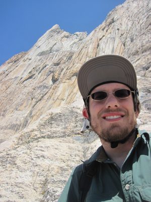 Joel at the top of pitch 3. Stopping for a snack.