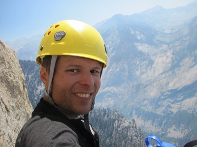Self portrait at the top of the fourth or fifth pitch.