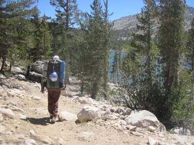 Joel, walking west along the shore of Charlotte Lake.