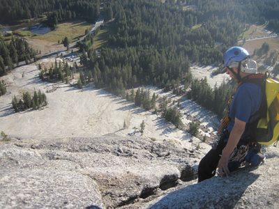 The shorter rappel option involved some exposed but...