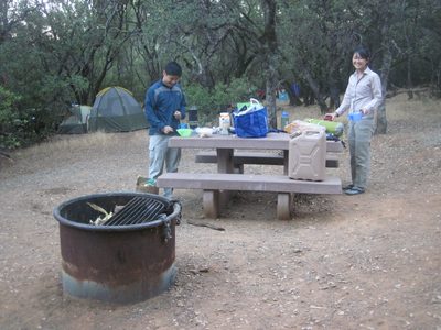 Monica and Yang set up dinner at our reserved developed...