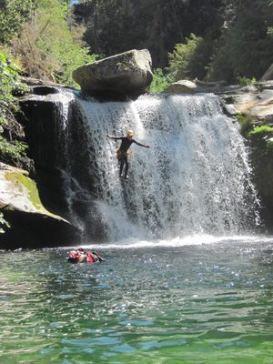 John, in mid-air.