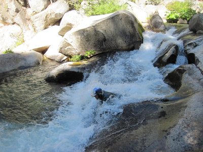 Joel, going over a small drop.