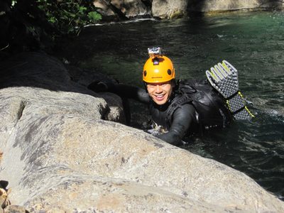 Yang, with his video helmet cam.