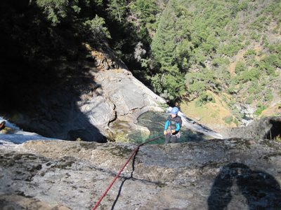Monica on rappel first thing in the morning. Look at how...