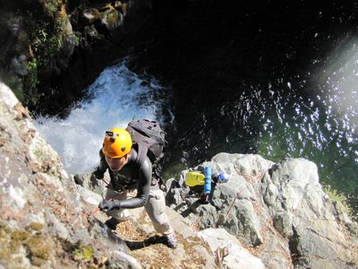 Yang performing one of the final rappels.