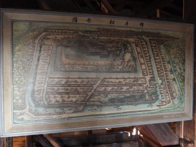 Inside the castle: a plan of the village and moats that...