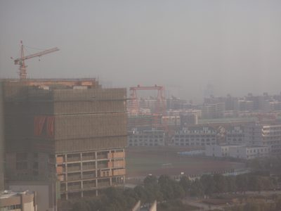 View the next morning of the gantry crane. This was the...