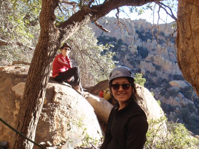 Monica and Catherine at the base of Driven by Fear.