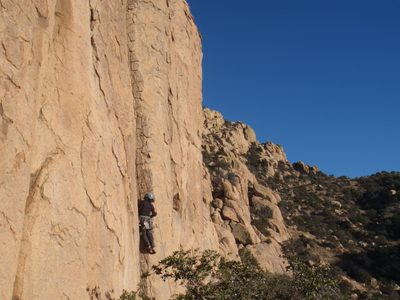 Monica climbing Driven By Fear. It was pretty steep!