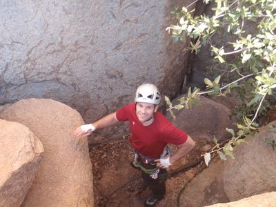 Jay getting ready to climb.
