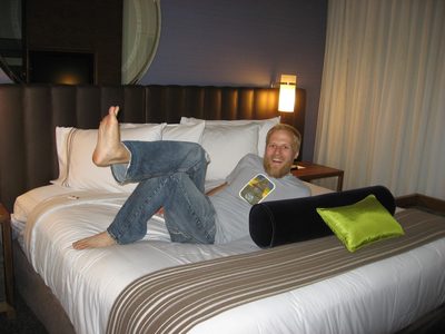 Our awesome hotel room that Monica found on Expedia in...