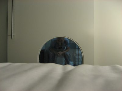 The bathroom door had a portal in it, in a strange...