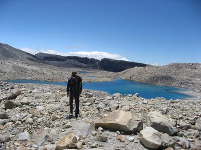 Rodrigo, heading off across the glacial morraine, toward...
