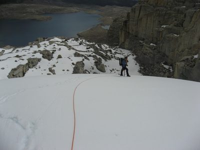 Walking back down the glacier.