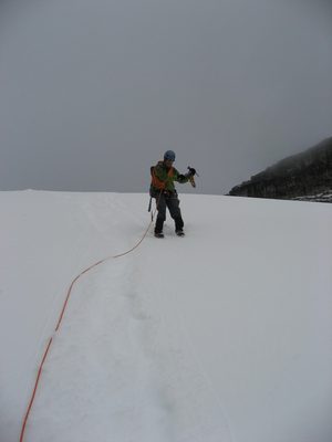 "Skiing" the glacier without skis.  This was pretty fun.