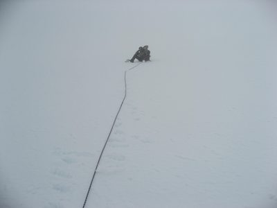 My guide works his way up the last several hundred feet.