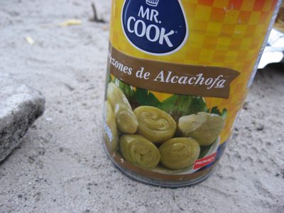 Artichoke hearts!  I was happy to see these in our food cache.