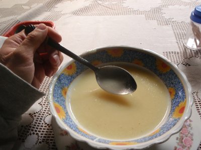 Mmmm... breakfast soup.  It was sort of a corn chowder. ...