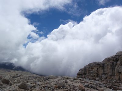 Clouds billowing up and moving in.