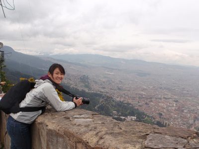 Looking down at sprawling Bogota below.