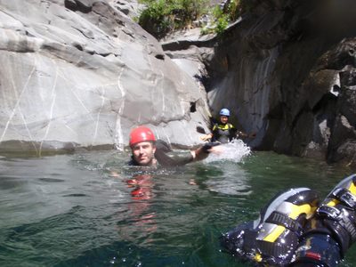 Floating on my back, while Chris swims and Monica enters...