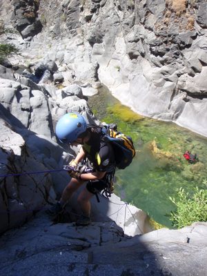Monica on the first rappel.