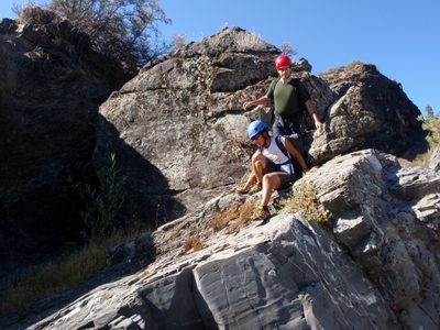 Chris and Christina cut around the final waterfall...