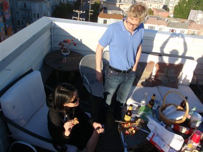 Trevor and Monica at our rooftop barbecue.