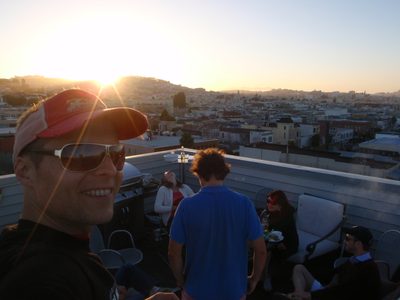 John taking a self portrait at our barbecue as the sun sets. 