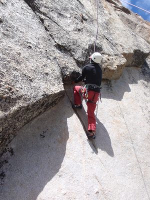 John trying to climb a 5.10c roof at Chipmunk Flat.