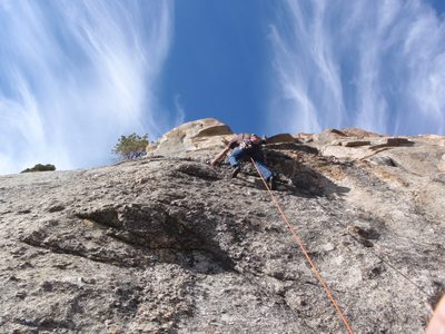 Jim found a way up the direct face. Impressive! I think...