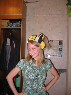 Alison's Russian language tutor Anastasia wearing a hat...
