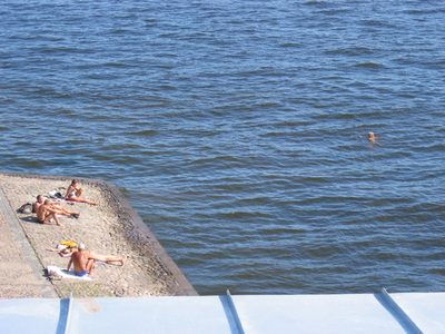 Swimming in the Neva river.  Not sure I would have done this.